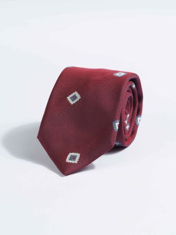 BRIONI TIE 6113 BORDEAUX/FLANNEL