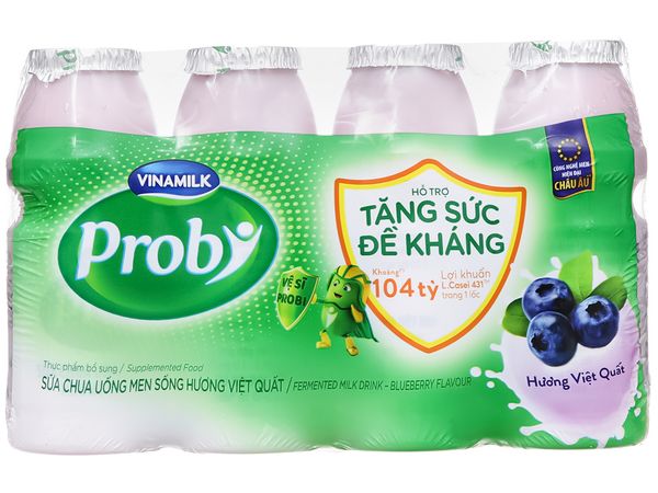 Sữa Chua Uống Vinamilk Probi Hương Việt Quất Lốc 4 Chai 130ml