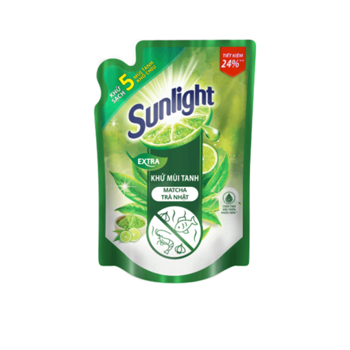 Nước Rửa Chén Sunlight Khử Mùi Tanh Hương Matcha Trà Nhật Túi 3.4kg