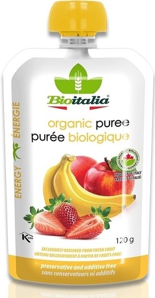 Smoothie Hỗn hợp táo chuối và dâu tây hữu cơ Bioitalia ORG 120gr