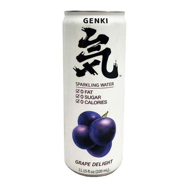 Nước Genki Sparkling vị Nho đen lon 330ml