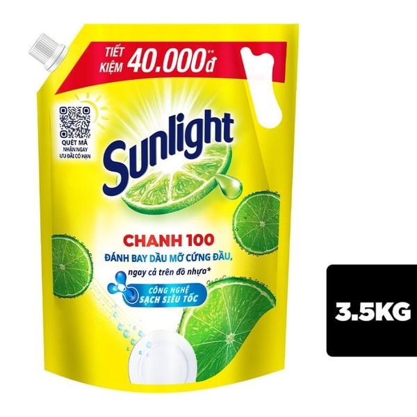 SUNLIGHT Nước rửa chén CHANH100 túi 3.5KG