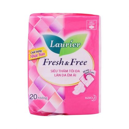 Băng Vệ Sinh Laurier Fresh & Free Dày Cánh Gói 20 Miếng