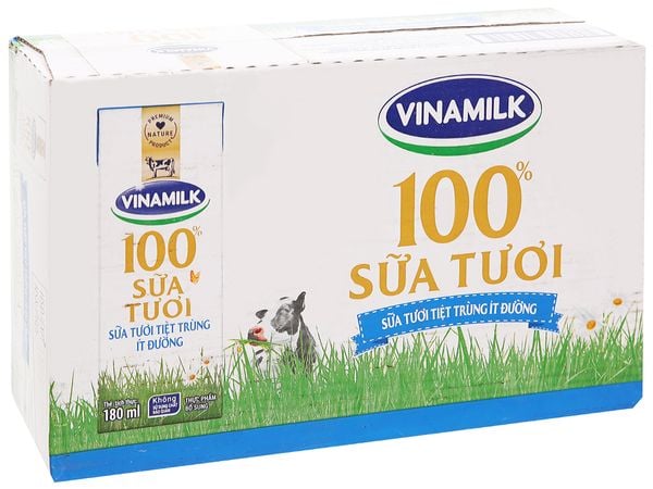 Sữa tươi tiệt trùng ít đường Vinamilk 180ml