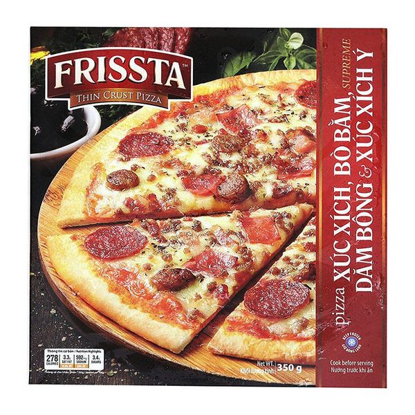 Pizza Frissta xúc xích Ý, thịt bò bằm và dăm bông 350g