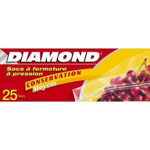 Túi đựng thực phẩm Diamond có khóa kéo medium 17cmx20cm