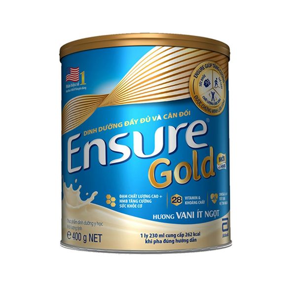 Sữa bột Ensure Gold ít ngọt hương vani 400g