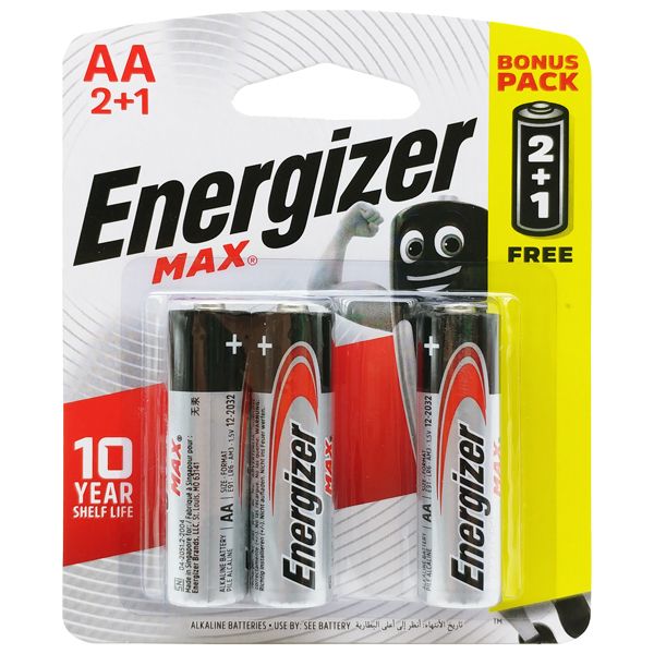 Vỉ 3 Viên Pin AA Max - Energizer E91 BP2+1