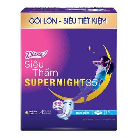 Băng vệ sinh Diana Super Night 35 cm gói lớn (12 miếng)