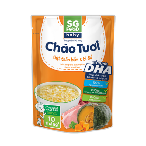 Cháo tươi SG Food baby thịt thăn bằm bí đỏ 240g