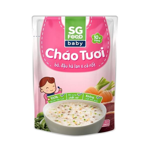 Cháo tưoi SG Food baby bò đậu hà lan cà rốt 240g