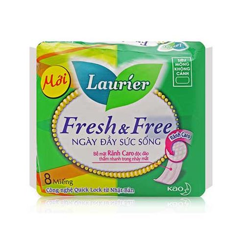 Băng vệ sinh Laurier Fresh & Free Siêu mỏng cánh 8 miếng
