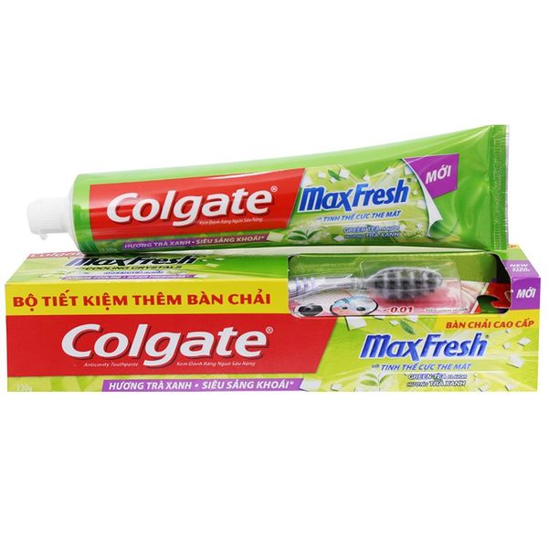 Kem đánh răng Colgate maxfresh trà xanh 230g + Bàn chải đánh răng triple action
