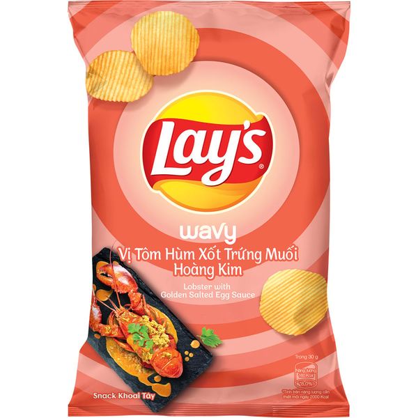 Lays Wavy vị Tôm Hùm Xốt Trứng Muối Hoàng Kim 56gr