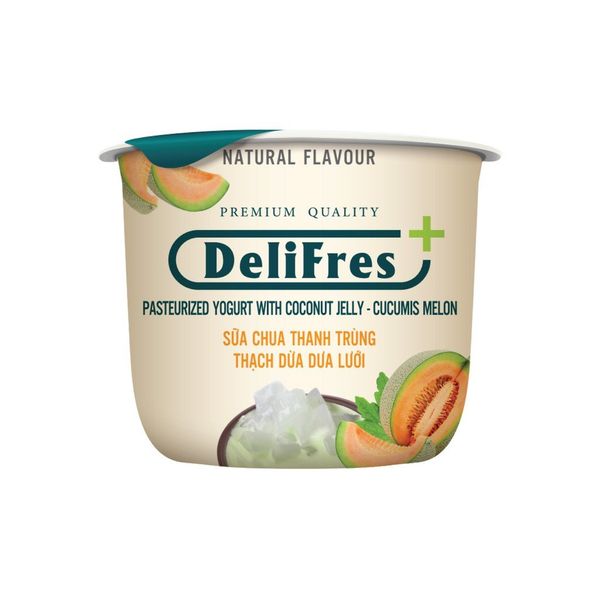 Sữa chua tiệt trùng Delifres+ Thạch Dưa Lưới 80g