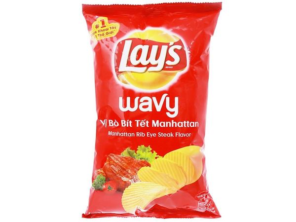 Snack Lay's Wavy Vị Bò Bít Tết Manhattan Gói 90g