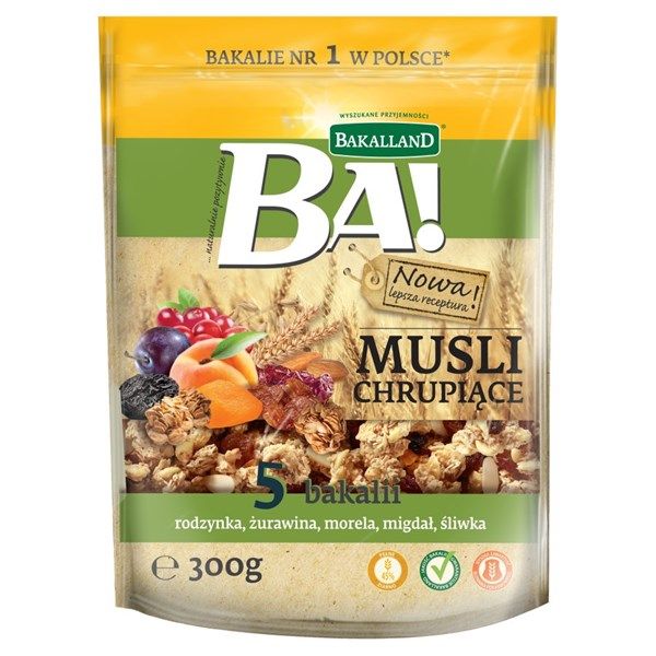 Ngũ cốc Bakalland Muesli nho,nam việt quất,mơ,hạnh nhân,mận và mật ong 300g