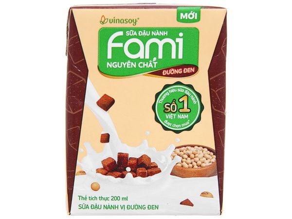 Sữa Đậu Nành Vinasoy Fami Nguyên Chất Vị Đường Đen Hộp 200ml