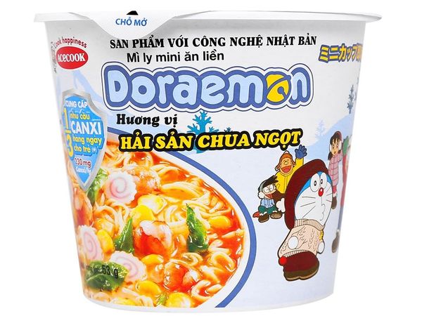 Mì Mini Doremon Hải Sản Chua Ngọt Acecook Ly 53G