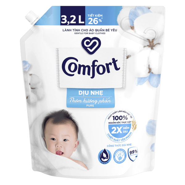 Nước Xả Vải Comfort Dịu Nhẹ Thơm Hương Phấn Túi 1.8L – Siêu Thị Genshai
