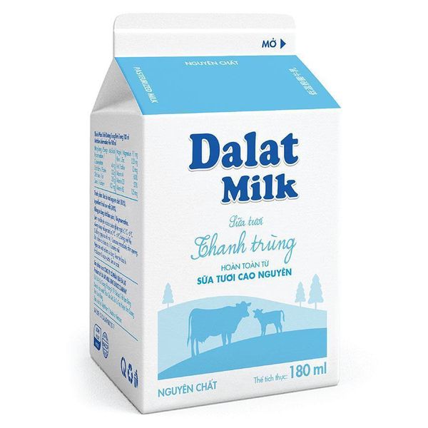 Sữa Thanh Trùng Dalat Milk Nguyên Chất Hộp 180ml