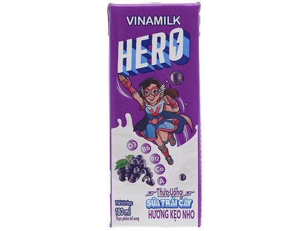Sữa trái cây hương kẹo nho Vinamilk Hero 180ml