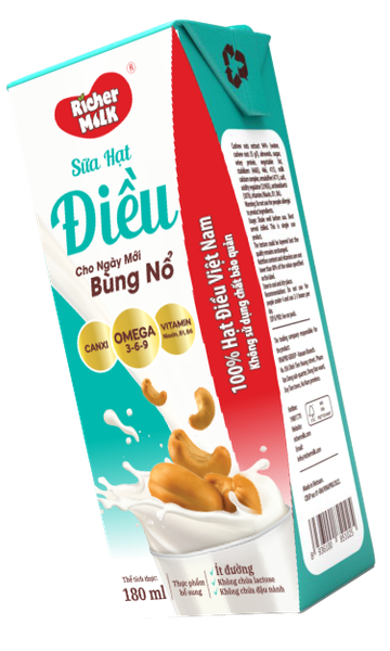 Sữa Hạt Điều Richer Milk Ít Đường Hộp 180ml