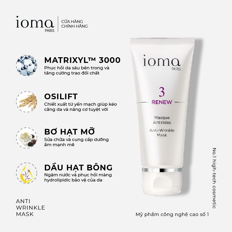 Mặt nạ săn chắc và căng bóng da Ioma Paris Anti Wrinkle Mask 50ML