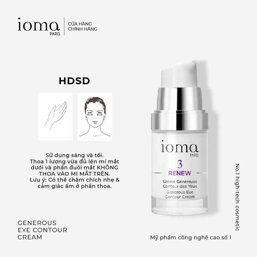 Kem chỉnh sửa trẻ hóa vùng mắt Ioma Paris Generous Eye Contour Cream 15ML