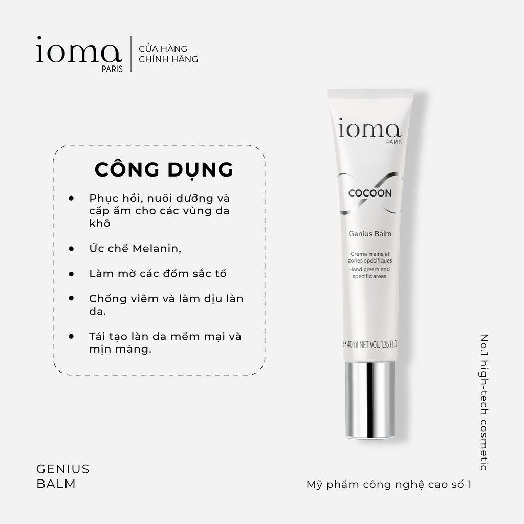 Kem dưỡng thẩm thấu nhanh cho tay và vùng da khô Ioma Paris Genius Balm 40ML