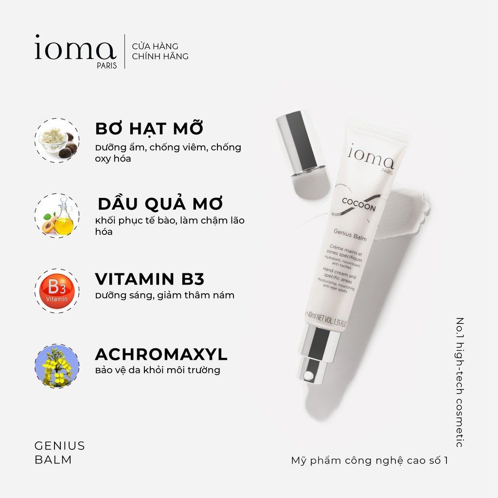 Kem dưỡng thẩm thấu nhanh cho tay và vùng da khô Ioma Paris Genius Balm 40ML