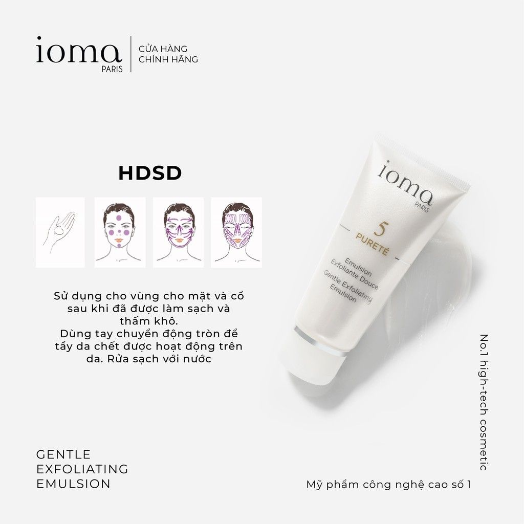 Nhũ tương tẩy da chết (có hạt) Ioma Paris Gentle Exfoliating Emulsion 50ML