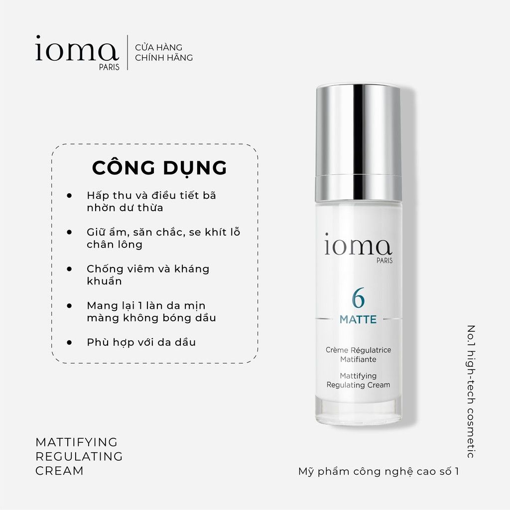 Kem điều tiết bã nhờn trên da Ioma Paris Mattifying Regulating Cream Day and Night 30ML