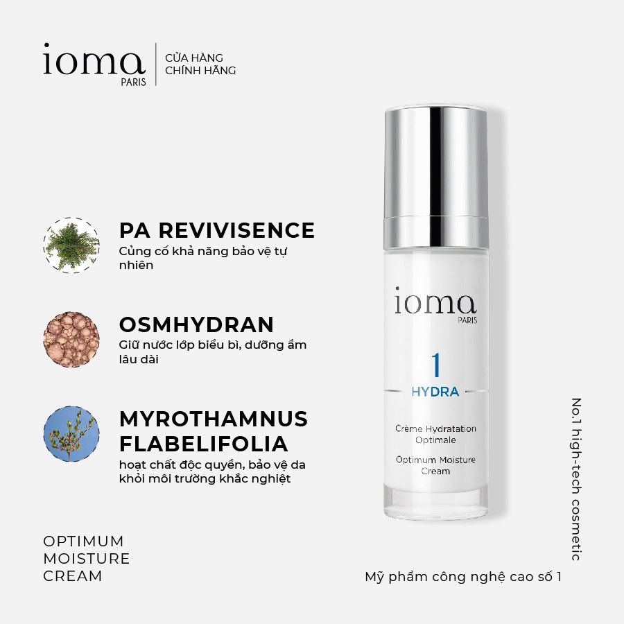 Kem dưỡng Hyaluronic Ioma Paris Optimum Moisture Cream - Day and Night 30ML