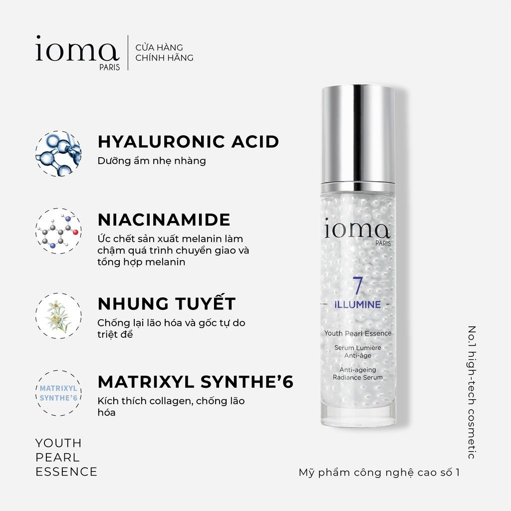 Serum chống lão hóa và ngăn ngừa các đốm sắc tố da Ioma Paris Youth Pearl Essence 40ML