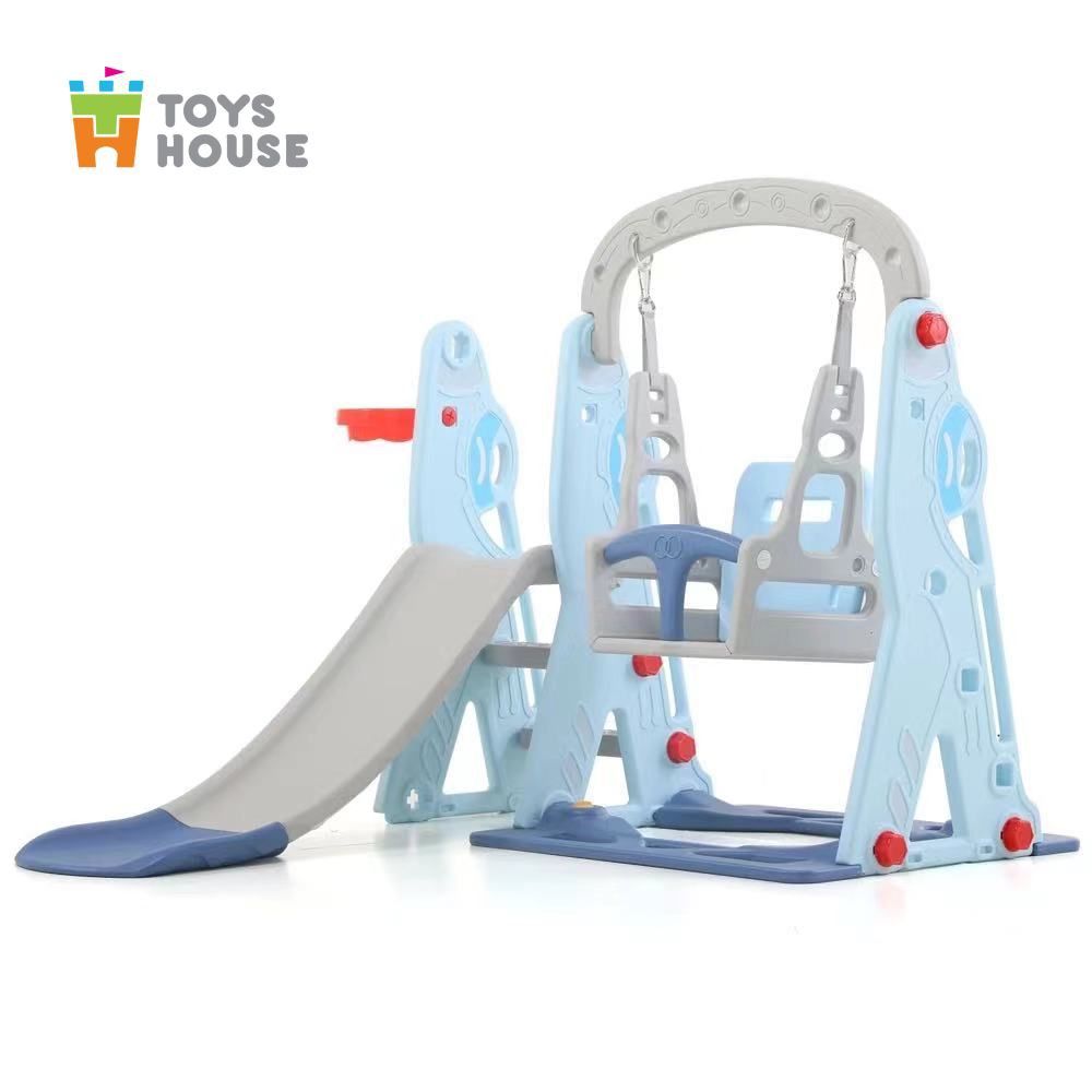  Xích đu kèm khung bóng rổ và cầu trượt, đồ chơi vận động cho bé Toys house WM19074 