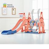  Xích đu kèm khung bóng rổ và cầu trượt, đồ chơi vận động cho bé Toys house WM19074 