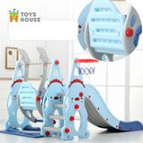  Xích đu kèm khung bóng rổ và cầu trượt, đồ chơi vận động cho bé Toys house WM19074 