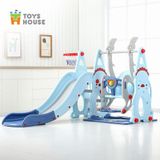  Xích đu kèm khung bóng rổ và cầu trượt, đồ chơi vận động cho bé Toys house WM19074 