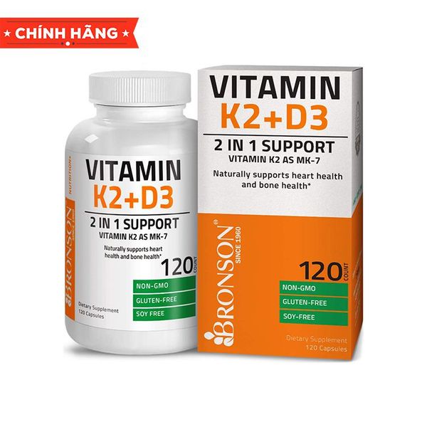  Bronson Vitamin K2 MK-7 + Vitamin D3, 120 Capsules 