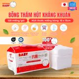  Bông thấm hút kháng khuẩn Suzuran Japan - 120 miếng/gói 