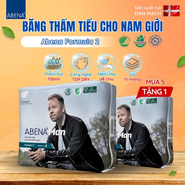  [Mua 5 tặng 1] Băng thấm tiểu nam giới Abena Formula 1 - Nhập khẩu Đan Mạch (Gói 15 miếng) 