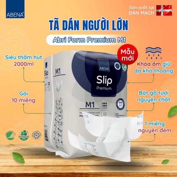  Tã dán người lớn Abri Form Premium M1 (2000ml), (10 miếng) - Siêu thấm hút 1 miếng nguyên đêm 