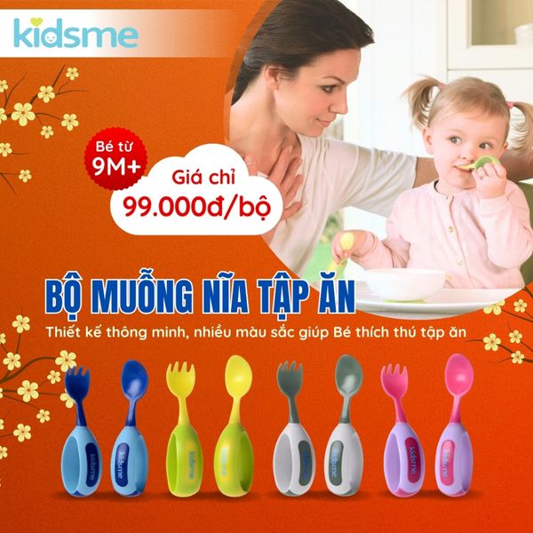  Bộ nĩa và muỗng tập ăn kidsme - Thích hợp cho bữa ăn của bé 