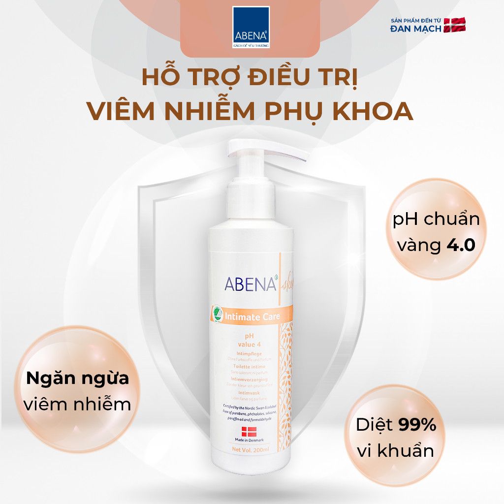  [ Mua 2 tặng mini 0 ] Dung dịch vệ sinh phụ nữ Abena Intimate Care - Nhập khẩu Đan Mạch - pH 4.0 (Chai 200ml 