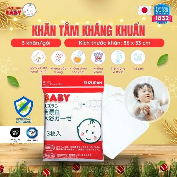  Khăn sữa Chitosan kháng khuẩn Suzuran Japan - 10 cái/gói 