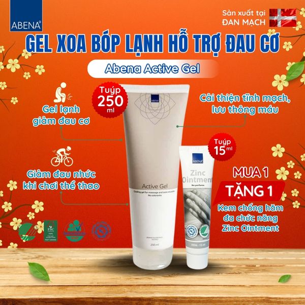  Gel xoa bóp lạnh hỗ trợ đau cơ Abena Active Gel mẫu mới - Nhập khẩu Đan Mạch (tuýp 250ml) 