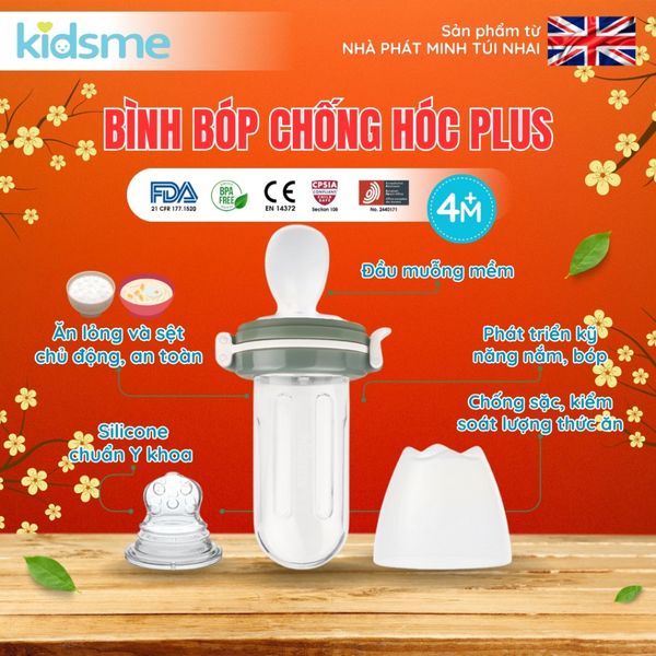  Bình bóp chống hóc Plus kidsme Màu Ri từ 04 tháng tuổi 