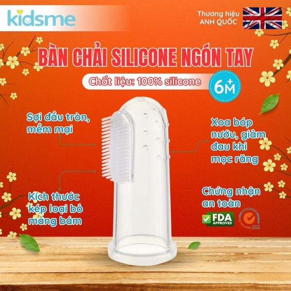  Bàn chải chà vệ sinh và xoa dịu nướu cho bé bằng Silicone kidsme 