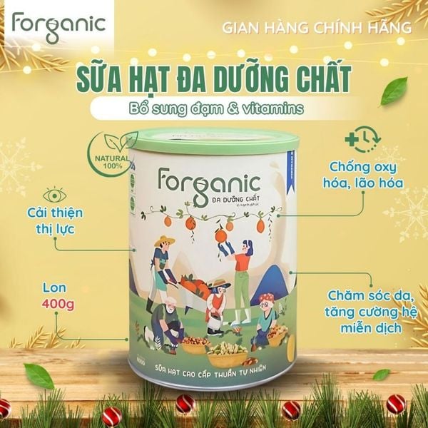  Sữa Hạt Forganic Đa dưỡng chất, Và Bữa Ăn Thay Thế bổ sung đạm và vitamin - Lon 400g 
